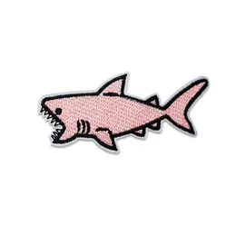 مفاهيم الخياطة Pink Shark Patches Patches Cartoon Animal Iron on Clothing Custom Patch