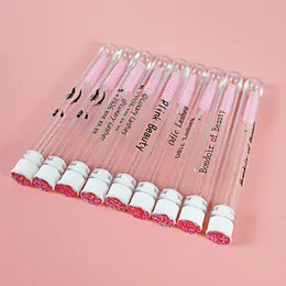 50 100Pcs Customized Eyelash Brush Tubes Custom Rose Drill Head Reusable Eyebrow Tube Extension Applicator 220722