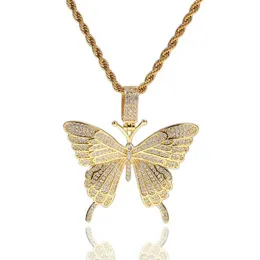 ジュエリーネックレスファッション18Kゴールドメッキ銅蝶のペンダントラグジュアリーメンズ女性キラキラヒップホップネックレス313H