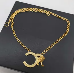 2022 collar con colgante de abalorio de alta calidad con forma de león en chapado en oro de 18 quilates para mujer, regalo de joyería de boda, broche con sello de caja PS7916