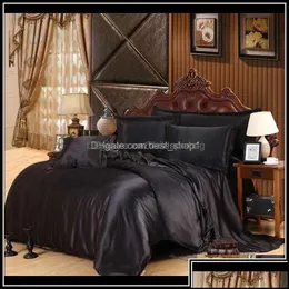 Defesto de roupas de cama Têxteis domésticos Jardim cetim têxtil de seda Tamanho King Set Set Rous