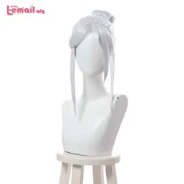 L-email wig Synthetic Hair Game Valorant Jett Cosplay Wig Silvery White Wigs Halloween Heat Resistant Women220505