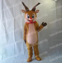 Halloween Red Nase Deer Mascot Costume di alta qualità Caratteri di cartoni animati Outfit Carnival Adulti di compleanno Outfit Outfit Outfit Outfit Outfit Outfit