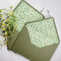 Present Wrap 5st/Set Retro Avocado Green Literary Forest Frosted Texture Envelope Simple and Fresh Card Protector Inbjudan Envitesgift