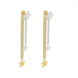 Stud French Hollow Star Charms Dangle Earring Titanium Steel Gold Cuban Cuban Saile For Women Trendy Jewelry Giftstud Dale22 Farl2