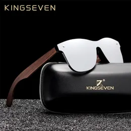 KINGSEVEN Luxury Walnut Wood Sunglasses Polarized Wooden Brand Designer Rimless Mirrored Square Sun Glasses For WomenMen 220701