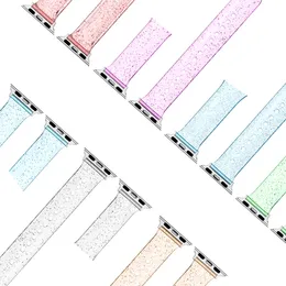 Cinturino in silicone glitterato per cinturino Apple Watch 41mm 45mm 44mm 42mm 40mm 38mm cinturino sottile trasparente per cinturino Iwatch serie 6 5 4 SE cinturino accessori intelligenti