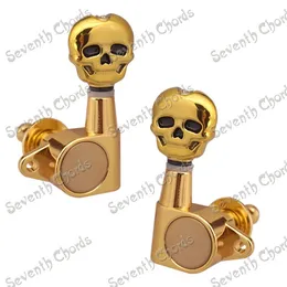 A Set Gold Skull Sealed-gear Guitar Tuning Pegs Tuners Machine Heads For Acoustic Electric Guitar