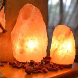 Nocne światła 1PCS Himalayan Crystal Salt Lampa Naturalna nocna dekoracja kamiennego biurka