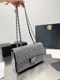 Full Diamond Chain Bag Designer Luxury Fashion 5a High-End Quality Shiny Crystal Single Shoulder Cross-Shoulder Shoulder Bags Women's Arm Pit Banket Coin Purse 25cm