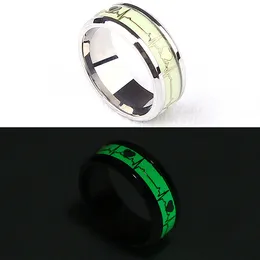 Stainless Steel Ring Jewelry Electrocardiogram Pattern Luminous Rings Size 6-11 12Pcs/Lot