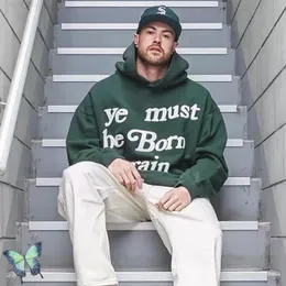 Grünes, übergroßes CPFM XYZ Ye Must Be Born Again-Fleece-Hoodie-Sweatshirt mit Schaumstoffaufdruck für Paare mit Kapuze W220812