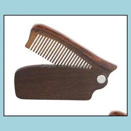 Hair Brushes Care Styling Tools Products Professional Beard Comb Sandalwood Folding Grooming Men Women Wooden Drop Delivery 2021 Rgmuv