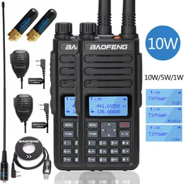 2pcs baofeng bf-h6 walkie talkie 10km 10w ham radiosas transceptor de banda dupla 136-174400-470mhz transmissor de duas maneiras