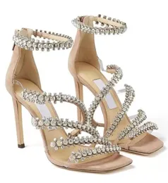 Mariage Romantique Mariée Josefine Sandales Chaussures Sexy Femmes Talons Hauts Strass Bretelles Gladiateur Sandalias Robe À Talons Aiguilles Soirée Marche Designer De Luxe