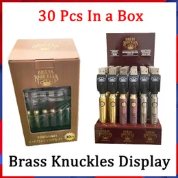 Newest Brass Knuckles Battery Display 900mAh Vape Voltage Adjustable With Chargers Preheat Function 3 Colors 30pcs ct Per Display
