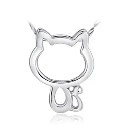 Cat Necklace Cute Women Tiny Pendant Choker Necklace With 17.7"Chain Fashion Lovely Kitty Jewelry Exquisite Plated Silver Necklaces