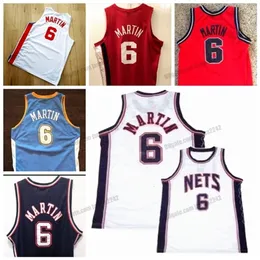 Nikivip Özel Retro Kenyon Martin #6 Kolej New Jersey Basketbol Formaları Erkekler Dikişli Beyaz Mavi Kırmızı Herhangi bir İsim Numarası S-4XL Yelek