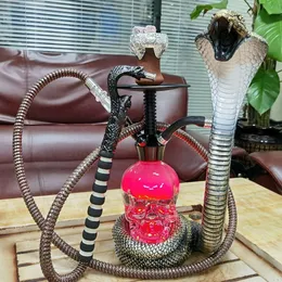 Snake Arab Hookah Set Serpentine Resin Chicha Light Color Lamp Snake Pipe Led New Shisha Silicone Coil Glass Base Bar KTV Gift