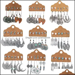 Lampadario pendente orecchini gioielli Boho etnico Sier Set di colori per le donne vintage legno nappa orecchino nuova moda consegna di goccia 2021 Gb76G