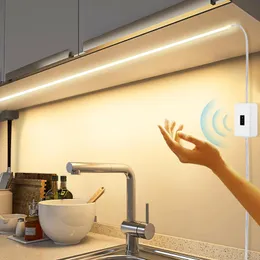 Luces nocturnas 5v Lámpara de mazorca de mazorca inteligente escaneo de mano de movimiento LED Light Strip Tape dormitorio de la cocina del hogar Decoración del armario de la cocina 1 mm de 2 mm 4m noches
