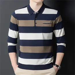 YMWMHU MALE POLO SHIRT نمط أعمال الملابس طويلة الأكمام الخريف والربيع قميص البولو غير الرسمي للرجل الكوري slimtops 220514