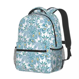 Men Women Fancy White Flowering Climbing Vine With Berries Backpack Children Laptop Shoulder Bag Light Weight Rucksack