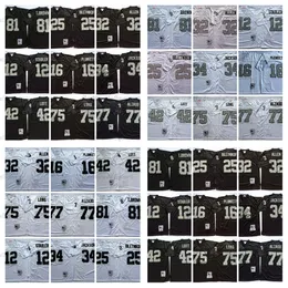 Vintage 34 Bo Jackson 42 Ronnie Lott Fußballtrikots 32 Marcus Allen 25 Fred Biletnikoff 12 Ken Stabler 16 Jim Plunkett 75 Howie Long 77 Lyle Alzado 81 Tim Brown Trikot