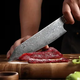 Facas de cozinha de 8 polegadas Aço Damasco Faca Chef Cutelo Faca para descascar pão Santoku japonês Faca para desossar Ferramentas de cozinha