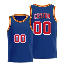 Drukowane Złote State Custom DIY Design Koszulki do koszykówki Dostosowywanie zespołu Mundury Drukuj Spersonalizowane Dowolne Numer Numer Mężczyźni Kobiety Dla Dzieci Młodzież Niebieski Jersey
