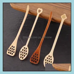 Andra barprodukter Barware Kitchen Dining Home Garden LL Wood Honey Coffee Spoons Stirrer Muddler Stick Dhejp