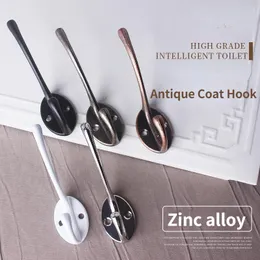 Hooks & Rails Zinc Alloy Coat Hook European Antique Retro Cabinet Robe Hanger Living Room Bedroom El Decoration Screw InstallHooks