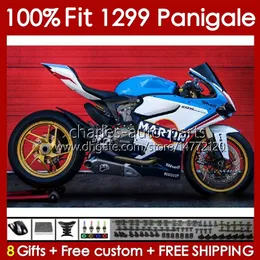 Ducati PanigaleのOEMフェアリングキット959R 1299R 1299S 959 1299 S R 2015 2017 2018ボディ140NO.68ブルーメタル959-1299 15-18 959S 15 16 17 18注入型ボディワークワークワークワーク