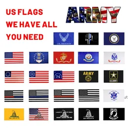 Commercio all'ingrosso 3x5ft American USA Flag US Army Banner Airforce Marine Corp Navy Bandiere che mostrano il tuo patriottismo Decorazione Casa ZZA13133