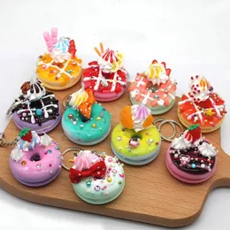 Cute Sweet Donuts Keychain Simulation Bread Key Chains Couple Backpack Car Pendant Jewelry Accessory Gift Keyring Wholesale