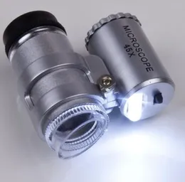 2つのLED拡大鏡顕微鏡を搭載した調整可能な携帯用45x小型顕微鏡 - 紙幣チェック機能SN6440