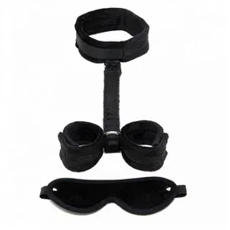 Nxy Sm Bondage High Quality Plush Material Wrist to neck Restraint Collar Handcuffs Sexy Toys for Couples Bedroom Slave Erotic Flirting 220426