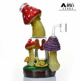 10 inch Glass Bong Mushroom water pipes Hookah with hand-painted 4mm thickness various styles