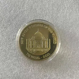 Gifts New Seven Wonders of The World India Taj Mahal Gold Plated Travel Souvenir Coin.cx