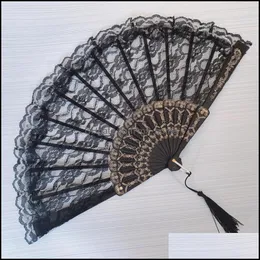 Other Home Decor Garden Lace Hand Fans Wedding Custom Chinese Decoration Flower Pattern Vintage Ornaments Plastic Dance Fan Souvenirs Drop