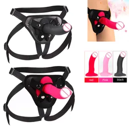 Female Wearable Silicone Dildo PU Leather Bondage Roleplay Strap On Pants Adult Game sexy toys For Women Lesbian Erotic Toy