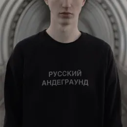 Ryska underjordiska unisex reflekterande hoodies brev tryckt kvinnors tröja med ryska inskriptioner kvinnliga hoodies topps 201203