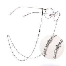 Krzyż ze stali nierdzewnej okulary przeciwsłoneczne łańcuszek okulary do czytania pasek gotycki przewód do okularów sznurek na szyję prezent dla kobiet mężczyzn 220615