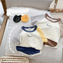 Childrens Cotton Baby Letter Print Casual Sports Boy Tshirt Clothing Toddler Unisex Leisure Shorts Sets 220615