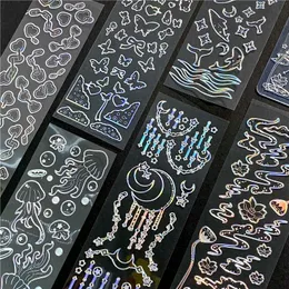 Hediye sargısı Kawaii Kırtasiye Diya Dekoratif Sticker Korean Bronz Lazer Gümüş Denizanası Sevimli Kelebek Balinası Lotus StickersGift GIFG