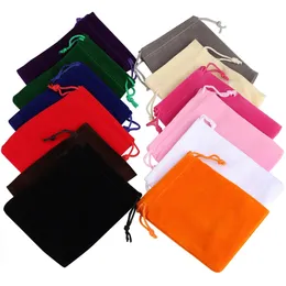 50pcsLot Golden Edge Velvet Jewelry Gift Bags 5x7 7x9 9x12cm Drawstring Wedding Party Display Sweets Packing Bag Wholesale 220704