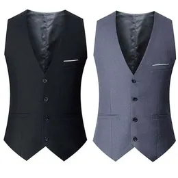 Coletes azuis marinhos cinzentos pretos para homens mano fit terno macho cistascoat gilet homme jaqueta de negócios formal sem mangas 220725