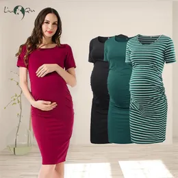LIU&QU Maternity Dresse Side Ruched Clothes Bodycon Pography Casual Short Sleeve Wrap Baby Showers Plus Size L 220607