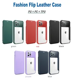 Card Slot Stand Holder Magnetic PU Flip Leather Cases for iPhone 13 12 11 Pro Max XR 7G 8 Plus SE3 Galaxy S22 Ultra S22+ Clear Back PC TPU Book Case Cover