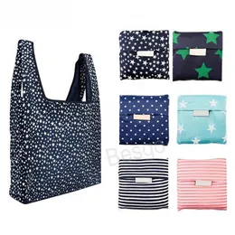 Oxford Cloth Shopping Bag Fällbara Frukt Grönsaker Livsmedelsväska Miljövänliga Förvaringsväskor Återanvändbar Handväska Anpassad logo BH6224 TYJ